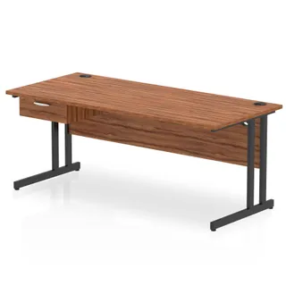 Impulse Cantilever Straight Desk With Single One Drawer Fixed Pedestal