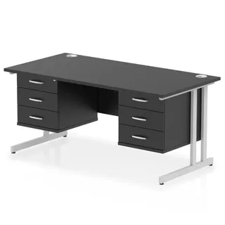 Impulse Cantilever Straight Desk With Two Fixed Pedestal