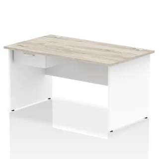 Impulse Panel End Straight Desk With Single One Drawer Fixed Pedestal