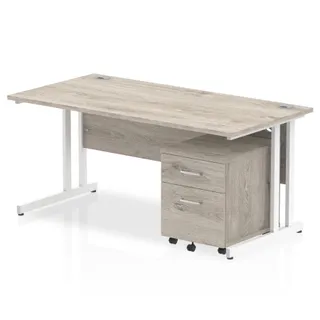 Impulse Cantilever Straight Desk With Mobile Pedestal