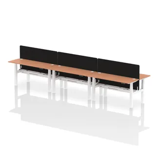 Air Back-to-Back Slimline Height Adjustable Bench Desk - 6 Person