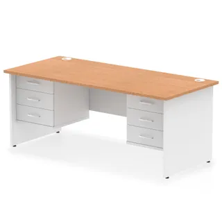 Impulse Panel End Straight Desk With Two Fixed Pedestal