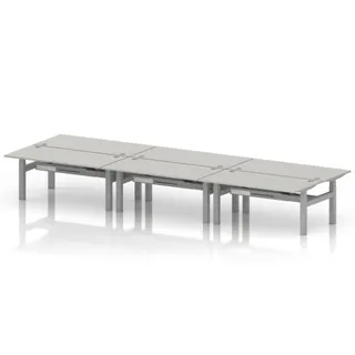 Air Back-to-Back Height Adjustable Bench Desk - 6 Person