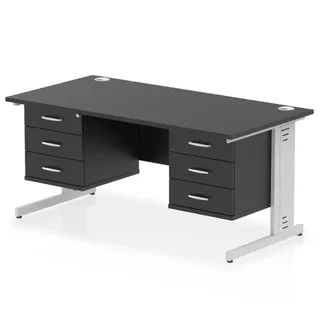 Impulse Cable Managed Straight Desk With Two Fixed Pedestal