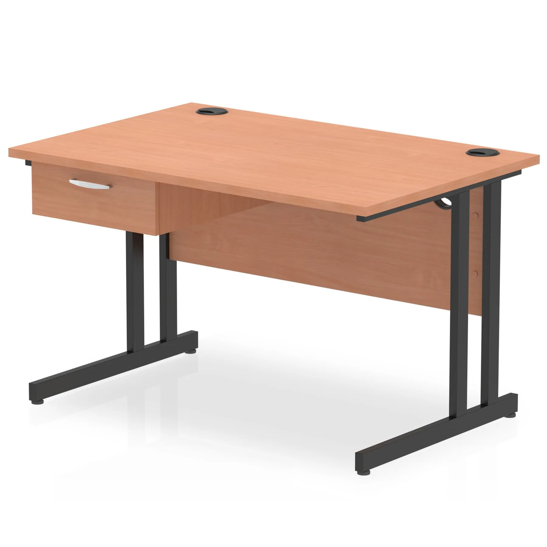 Impulse Cantilever Straight Desk With Single One Drawer Fixed Pedestal