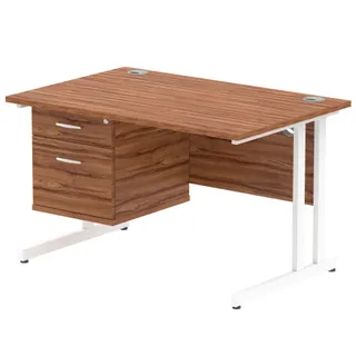 EE - Impulse Cantilever Straight Desk With Single Fixed Pedestal