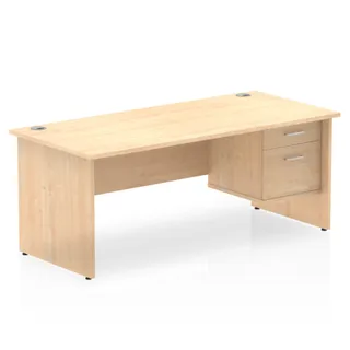 Impulse Panel End Straight Desk With Single Fixed Pedestal