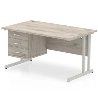 Impulse Cantilever Straight Desk With Single Fixed Pedestal