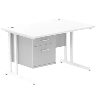 Impulse Cantilever Straight Desk With Single Fixed Pedestal