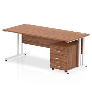 Impulse Cantilever Straight Desk With Mobile Pedestal