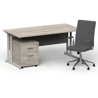 Impulse 1600mm Cantilever Straight Desk With Mobile Pedestal and Ezra Executive Chair