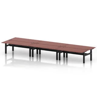 Air Back-to-Back Height Adjustable Bench Desk - 6 Person