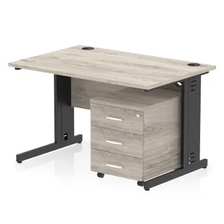 Impulse Cable Managed Straight Desk With Mobile Pedestal