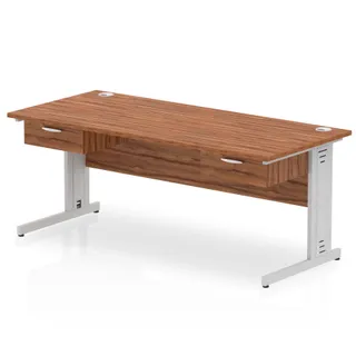 Impulse Cable Managed Straight Desk With Two One Drawer Fixed Pedestals