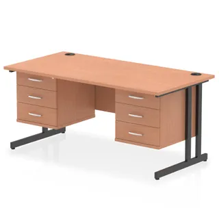 Impulse Cantilever Straight Desk With Two Fixed Pedestal