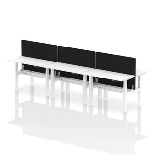 Air Back-to-Back Slimline Height Adjustable Bench Desk - 6 Person