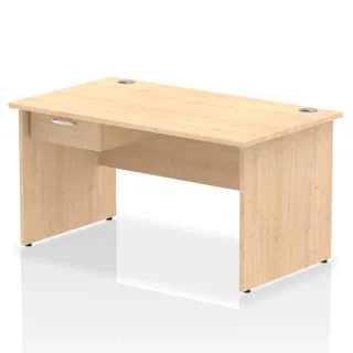 Impulse Panel End Straight Desk With Single One Drawer Fixed Pedestal