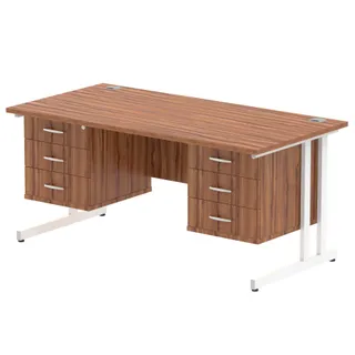 Impulse Cantilever Straight Desk With Two Fixed Pedestal