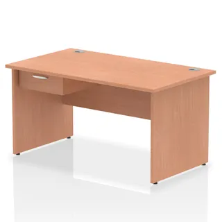 Impulse Panel End Straight Desk With Single One Drawer Fixed Pedestal