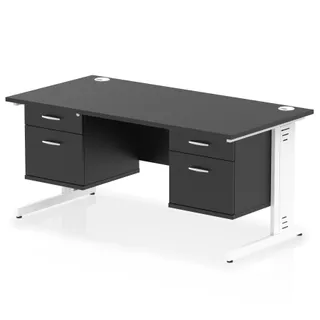 Impulse Cable Managed Straight Desk With Two Fixed Pedestal