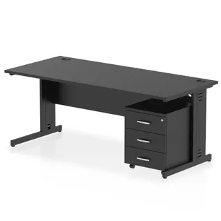 Impulse Cable Managed Straight Desk With Mobile Pedestal