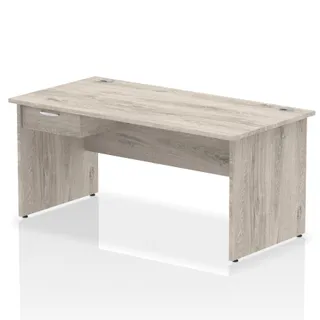 Impulse Panel End Straight Desk With Single One Drawer Fixed Pedestal