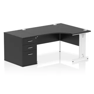 Impulse Cable Managed Crescent Desk Workstation