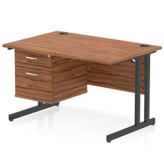 Impulse Cantilever Straight Desk With Single Fixed Pedestal