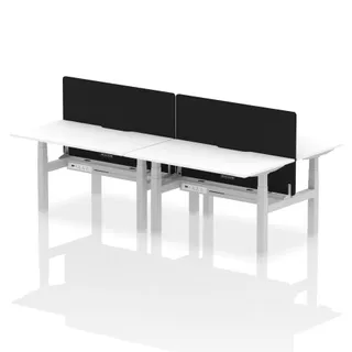 Air Back-to-Back Scalloped Edge Height Adjustable Bench Desk - 4 Person
