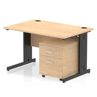 Impulse Cable Managed Straight Desk With Mobile Pedestal