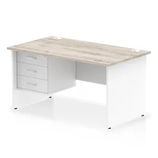 OE - Impulse Panel End Straight Desk With Single Fixed Pedestal Two Tone