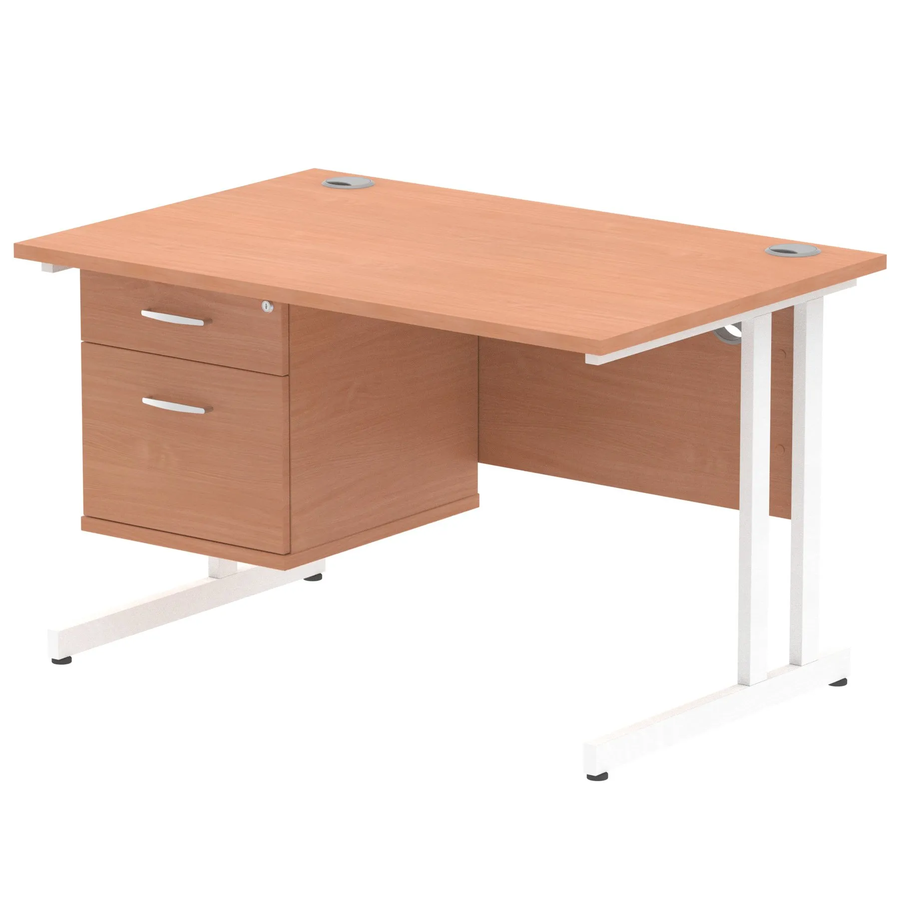 Impulse Cantilever Straight Desk With Single Fixed Pedestal