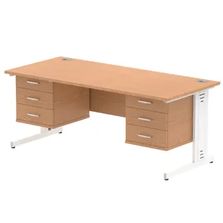 Impulse Cable Managed Straight Desk With Two Fixed Pedestal