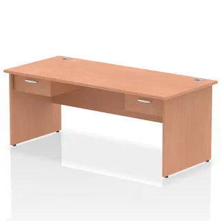 Impulse Panel End Straight Desk With Two One Drawer Fixed Pedestals