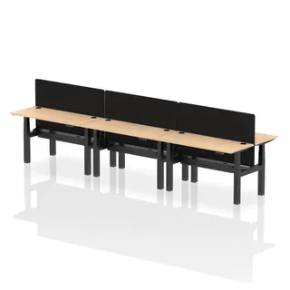 Air Back-to-Back Slimline Height Adjustable Bench Desk - 6 Person