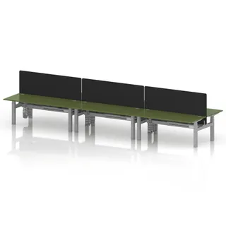 Air Back-to-Back Height Adjustable Bench Desk - 6 Person
