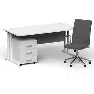 Impulse 1600mm Cantilever Straight Desk With Mobile Pedestal and Ezra Executive Chair