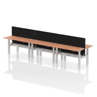 Air Back-to-Back Slimline Height Adjustable Bench Desk - 6 Person