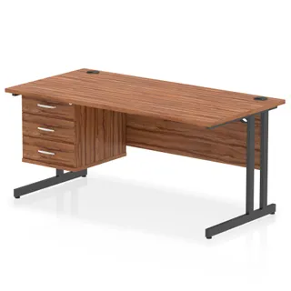 Impulse Cantilever Straight Desk With Single Fixed Pedestal