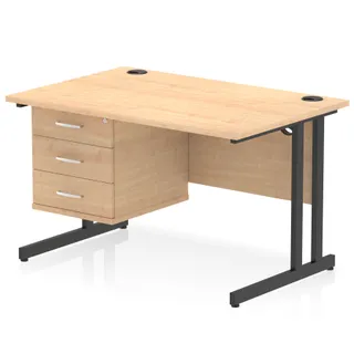 Impulse Cantilever Straight Desk With Single Fixed Pedestal