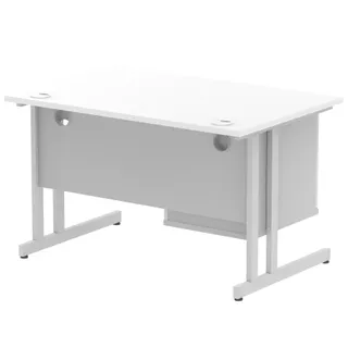 Impulse Cantilever Straight Desk With Single Fixed Pedestal
