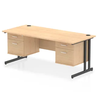 Impulse Cantilever Straight Desk With Two Fixed Pedestal
