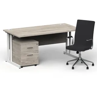 Impulse 1600mm Cantilever Straight Desk With Mobile Pedestal and Ezra Executive Chair