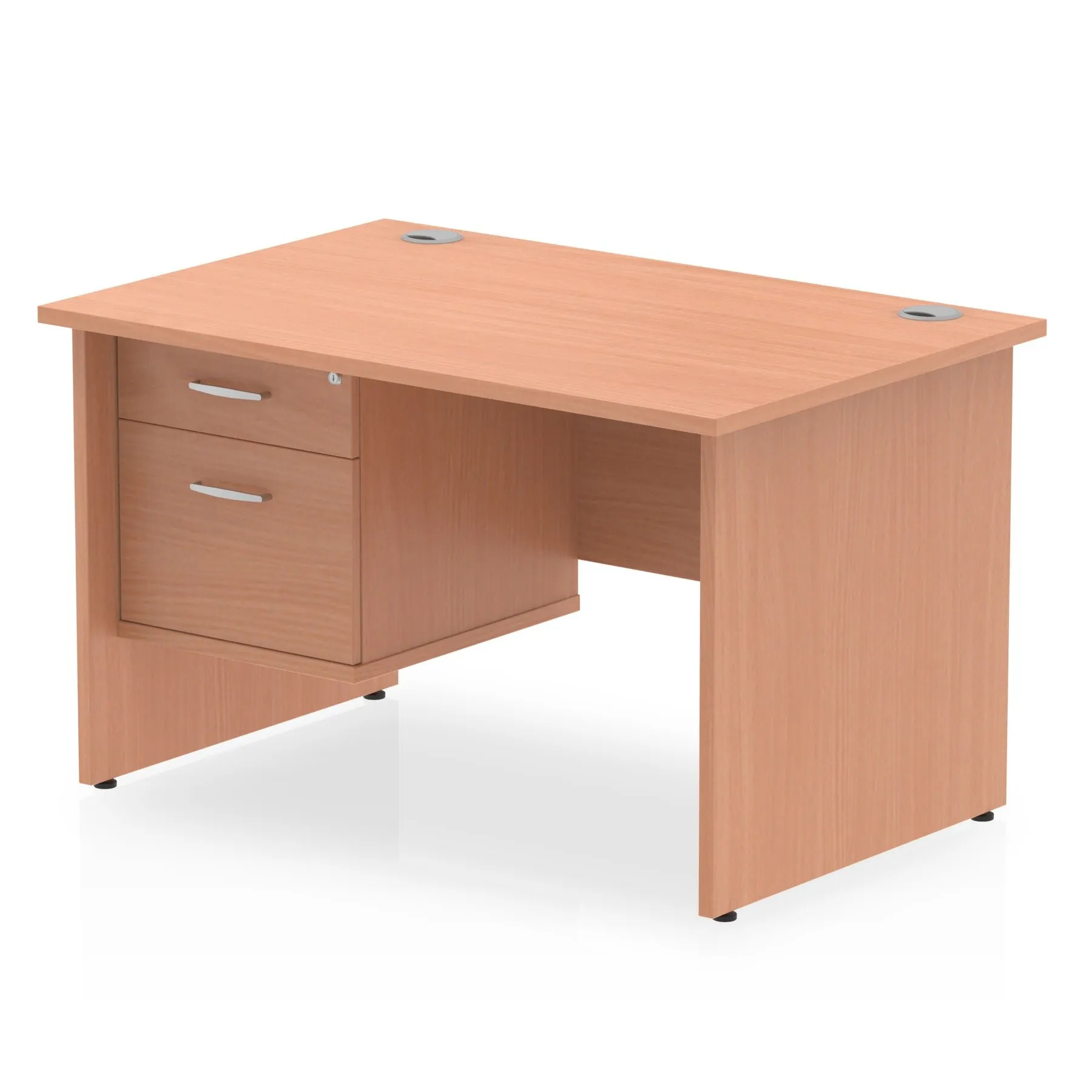EE - Impulse Panel End Straight Desk With Single Fixed Pedestal