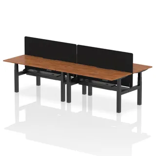 Air Back-to-Back Scalloped Edge Height Adjustable Bench Desk - 4 Person