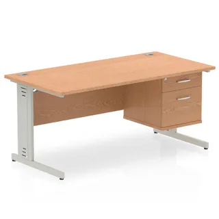 Impulse Cable Managed Straight Desk With Single Fixed Pedestal