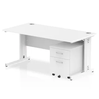 Impulse Cable Managed Straight Desk With Mobile Pedestal