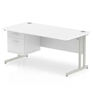 EE - Impulse Cantilever Straight Desk With Single Fixed Pedestal