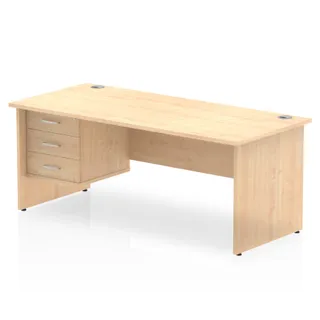 EE - Impulse Panel End Straight Desk With Single Fixed Pedestal