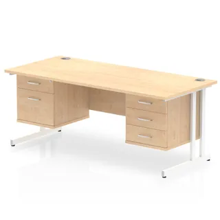 Impulse Cantilever Straight Desk With Two Fixed Pedestal